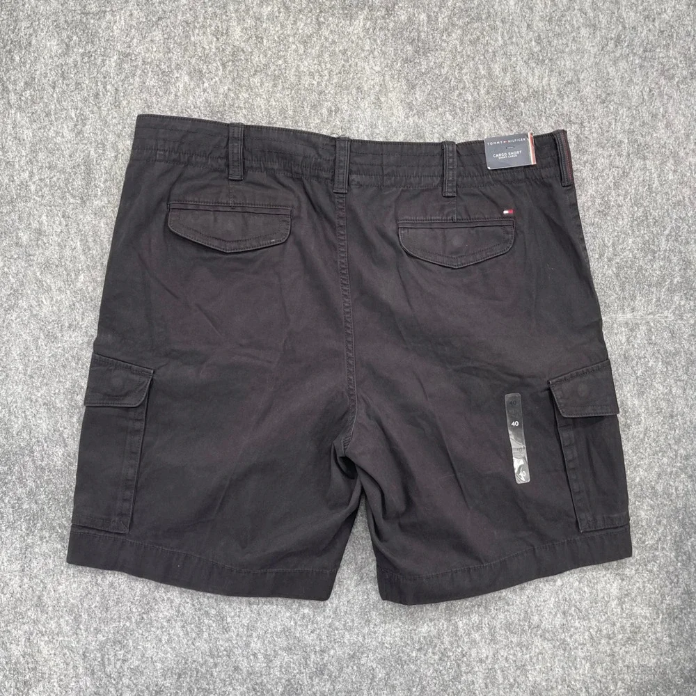 Tommy Hilfiger Cargo Shorts Mens 40 Black Cotton Twill Utility Pockets